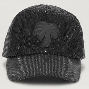 Palm Angels Black Cap Covered in Rhinestones